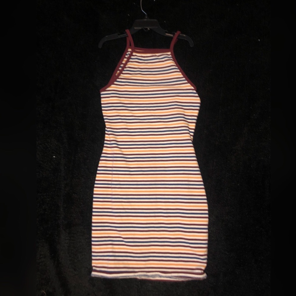 Striped spaghetti strap mini dress